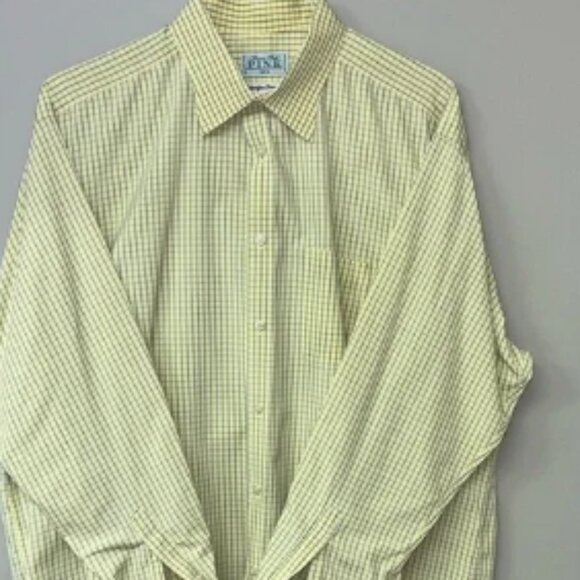 Thomas Pink Superfine Two-Fold Collar Shirt Ireland | Yellow plaid | XXL | EUC - Picture 1 of 5